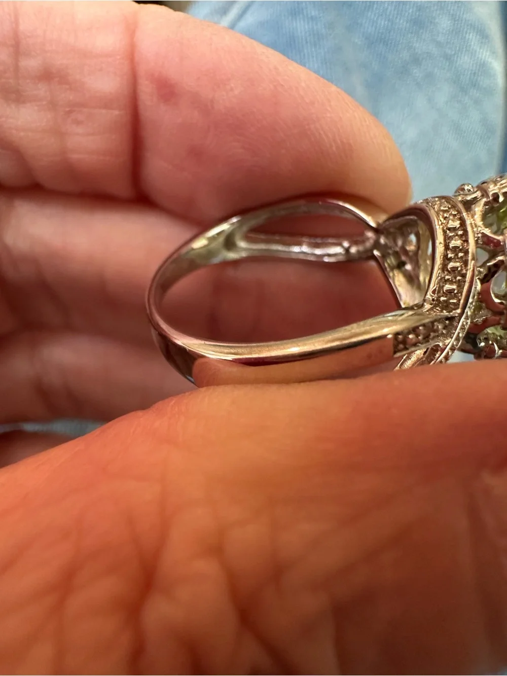 Heart-Cut Green Crystal Cocktail Ring - Unbranded
